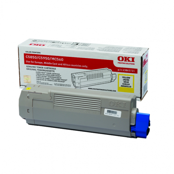 Oki C5850 Yellow Original Toner Cartridge (43865721) 